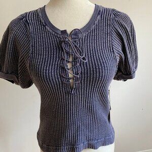 𝅺FREE People BNWT Puff Short Sleeve Waffle Top XS
